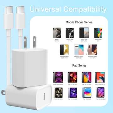 USB C Charger for iPhone 16 15 Charger, 2 Pack 20W PD USB C Fast Charger Plug with 6FT USB C to C Cable for iPhone 16 15/15 Plus/15 Pro/15 Pro Max, iPad Pro/Air/Mini Type C Series and More