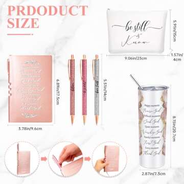 Domensi 6 Pcs Christian Gifts for Men Women Pink 20 oz Marble Sign Tumbler Makeup Bag A6 Notepad wit...