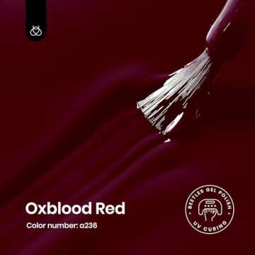 Beetles Gel Nail Polish, 1 Pcs 15ml Oxblood Red Full Maroon Red Color Soak Off Gel Polish Nail Art M...