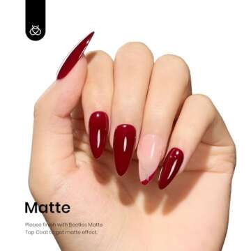 Beetles Gel Nail Polish, 1 Pcs 15ml Oxblood Red Full Maroon Red Color Soak Off Gel Polish Nail Art Manicure Salon DIY UV Lamp Cured Gel Nail Design Decoration at Home