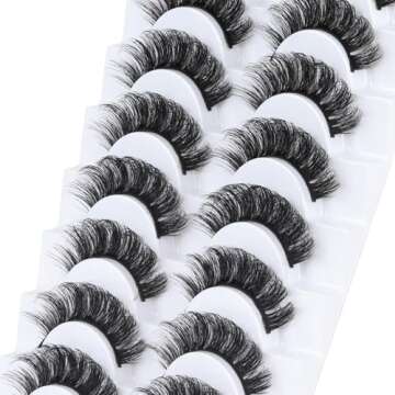 Veleasha Russian Strip Lashes DD Curl False Eyelashes Fluffy Wispy Faux Mink Lashes 10 Pairs Pack (D03)
