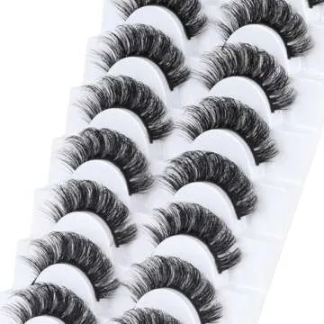 Veleasha Russian Strip Lashes DD Curl False Eyelashes Fluffy Wispy Faux Mink Lashes 10 Pairs Pack (D03)