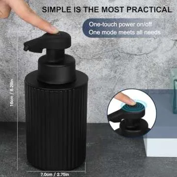 Automatic Soap Dispenser Liquid Bathroom: Rechargeable Touchless 3 Level Adjustable Auto Smart Electric Plastic Black Soap Dispenser - Kitchen - Hand Dish Lotion Couple Kids