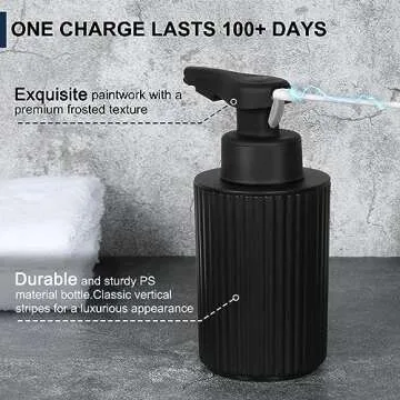 Automatic Soap Dispenser Liquid Bathroom: Rechargeable Touchless 3 Level Adjustable Auto Smart Electric Plastic Black Soap Dispenser - Kitchen - Hand Dish Lotion Couple Kids