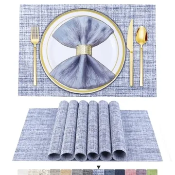 BETEAM Placemats Set of 6 Woven Vinyl for Dining Tables - Easy to Clean and Durable