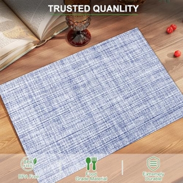 BETEAM Set of 6 Washable Vinyl Placemats for Dining