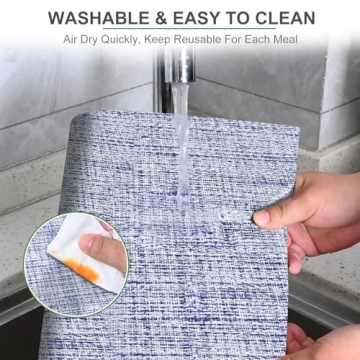 BETEAM Set of 6 Washable Vinyl Placemats for Dining