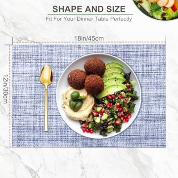 BETEAM Set of 6 Washable Vinyl Placemats for Dining