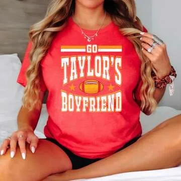 Go Taylor's Boyfriend Funny Chiefs Shirt for Kids and Adults Red Shirt Adult Small