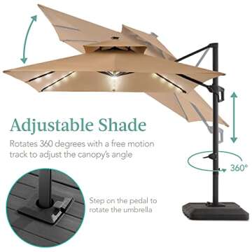 Best Choice Products 10x10ft Cantilever Umbrella with LED Lights