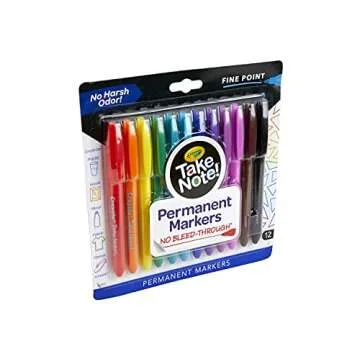 Crayola Take Note Permanent Markers, Fine Point, School Supplies, 12 Count