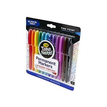 Crayola Take Note Permanent Markers, Fine Point, School Supplies, 12 Count