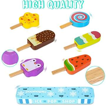 HELLOWOOD Wooden Ice Pop Shop for Kids' Pretend Play