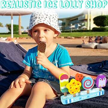 HELLOWOOD Wooden Ice Pop Shop for Kids' Pretend Play