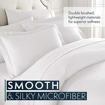 HC COLLECTION Duvet Cover - White Queen Size Duvet Cover - 3 Piece Soft Breathable Microfiber Duvet Cover Set with Zipper Closure & 2 Pillow Shams