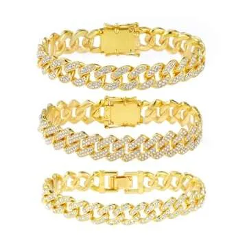 Jacruces Gold Silver Ankle Bracelets for Women Cuban Link Anklets Plus Size Ankle Bracelet Layered Link Anklet Set Rhinestone Bling Anklets Gold Silver Jewelry for Women Gift Set