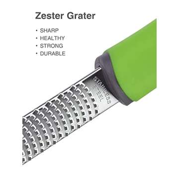 VOVOLY Citrus Zester, Cheese Grater, Lemon Zester of Kitchen Tools - Zesters for Kitchen & Graters For Kitchen, Stainless Steel Zester Grater with Handle & Protective Sheath, Dishwasher Safe, Green