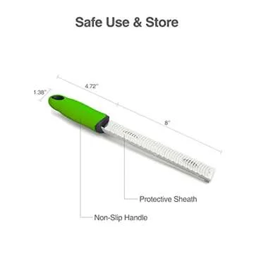 VOVOLY Citrus Zester, Cheese Grater, Lemon Zester of Kitchen Tools - Zesters for Kitchen & Graters For Kitchen, Stainless Steel Zester Grater with Handle & Protective Sheath, Dishwasher Safe, Green