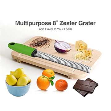 VOVOLY Citrus Zester, Cheese Grater, Lemon Zester of Kitchen Tools - Zesters for Kitchen & Graters For Kitchen, Stainless Steel Zester Grater with Handle & Protective Sheath, Dishwasher Safe, Green