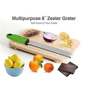 VOVOLY Citrus Zester, Cheese Grater, Lemon Zester of Kitchen Tools - Zesters for Kitchen & Graters For Kitchen, Stainless Steel Zester Grater with Handle & Protective Sheath, Dishwasher Safe, Green