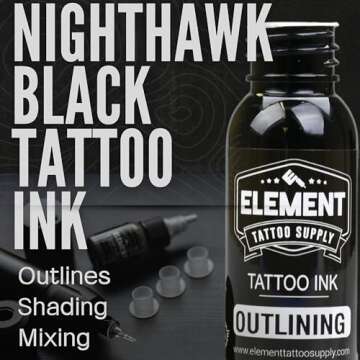 Element Tattoo Supply - Black Tattoo Ink Lining Outline Shading Mixing Ink Blending Solid Tattooing ...