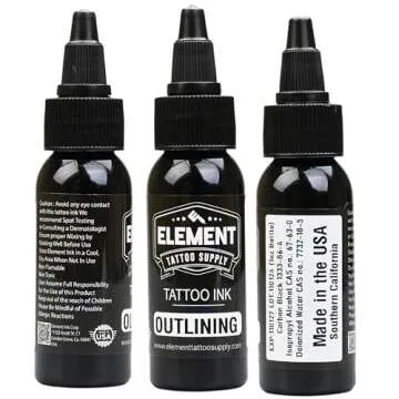 Element Tattoo Supply - Black Tattoo Ink Lining Outline Shading Mixing Ink Blending Solid Tattooing Ink Permanent for Human Skin Professional Vegan Tattoo Ink 1oz Bottle