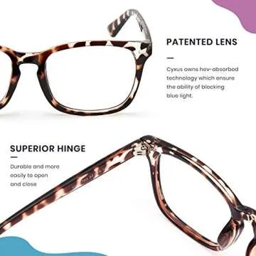 Stylish Cyxus Leopard Glasses for Blue Light Protection