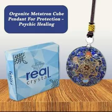 Real Crystal Energy Healing Pendant, Metatron Cube Necklace, Platonic Solids Set of 7-Piece Sacred Geometry, Orgonite Tear Drop Pendant Protection for Women & Men - Merkaba Crystal for Reiki