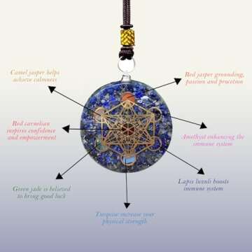 Real Crystal Energy Healing Pendant, Metatron Cube Necklace, Platonic Solids Set of 7-Piece Sacred Geometry, Orgonite Tear Drop Pendant Protection for Women & Men - Merkaba Crystal for Reiki