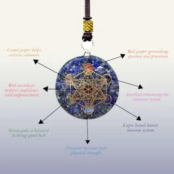 Real Crystal Energy Healing Pendant, Metatron Cube Necklace, Platonic Solids Set of 7-Piece Sacred Geometry, Orgonite Tear Drop Pendant Protection for Women & Men - Merkaba Crystal for Reiki