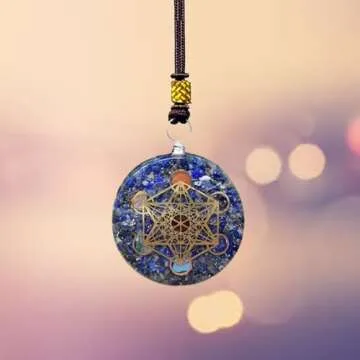 Real Crystal Energy Healing Pendant, Metatron Cube Necklace, Platonic Solids Set of 7-Piece Sacred Geometry, Orgonite Tear Drop Pendant Protection for Women & Men - Merkaba Crystal for Reiki