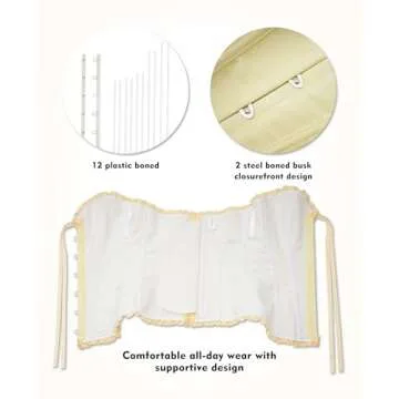 SZIVYSHI Yellow Corset Top for Women - Overbust Lace Up Waist Cincher Bustier Lingerie - Corsett - Size M