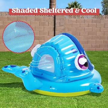 JOYIN Inflatable Shade Kiddie Pool,Whale Baby Pool Tent, Infant Swimming Pool for Kids （54" x 56" x 28"）,Blow Up Toddler Pool for Swim Party Toys Summer Water Beach Fun