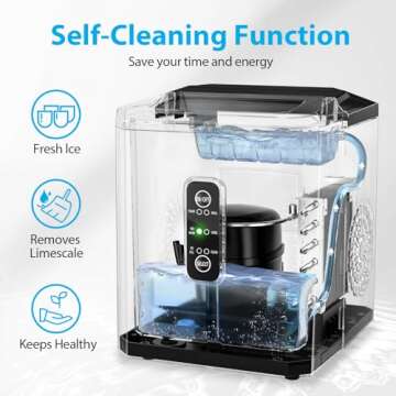 Aeitto Ice Makers Countertop, 9 Ice Cubes Release in 6 Mins, 26Lbs/24H, 2 Sizes of Bullet Ice Machine,Self-Cleaning Portable Ice Maker with Ice Scoop and Basket for Home Kitchen Office Bar RV, Black