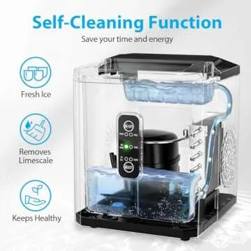 Aeitto Ice Makers Countertop, 9 Ice Cubes Release in 6 Mins, 26Lbs/24H, 2 Sizes of Bullet Ice Machine,Self-Cleaning Portable Ice Maker with Ice Scoop and Basket for Home Kitchen Office Bar RV, Black