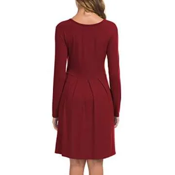 LILBETTER Women's Casual Midi Dress in Wine Red Color