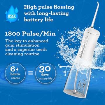 GuruNanda Advanced Dental Water Flosser 2.0 with UV Mode - Cordless and Portable - 290 ml Water Tank, 3 Modes, Rechargeable for Healthy Teeth and Gums