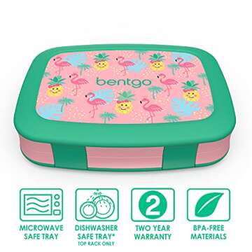 Bentgo Prints Insulated Lunch Bag Set With Kids Bento-Style Lunch Box (Tropical)