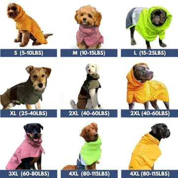 Spark Paws Dog Raincoat, Waterproof Windproof Rain Jacket, for Small Medium Large Extra Large Dogs, Reflective Breathable Full-Body Coverage Dry Suit - Mustard Yellow - S
