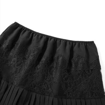 Women Y2k Lace Mini Skirts Summer Lace Slip Skirt Pleated Ruffle Floral Lace Tiered Short Skirts Underskirt Black