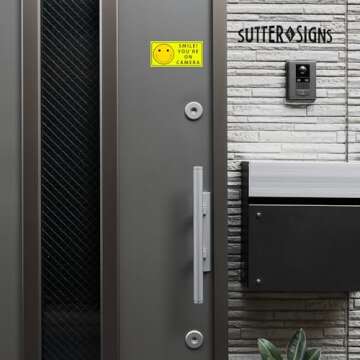 Sutter Signs Smile You're On Camera Security Stickers Indoor & Outdoor 4-inch by 2-inch (Pack of 6)