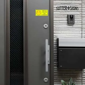 Sutter Signs Smile You're On Camera Security Stickers Indoor & Outdoor 4-inch by 2-inch (Pack of 6)