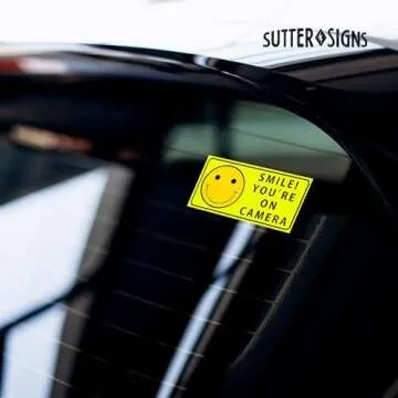 Sutter Signs Smile You're On Camera Security Stickers Indoor & Outdoor 4-inch by 2-inch (Pack of 6)