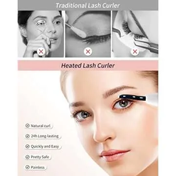 Heated Eyelash Curlers Lash Curler：Electric Eyelash Curlers, Rechargeable Lash Curler with Eyelash Comb for Quick Natural Curling Makeup Natural Curling Eye Lashes and 24 Hours Long Lasting