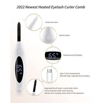 Heated Eyelash Curlers Lash Curler：Electric Eyelash Curlers, Rechargeable Lash Curler with Eyelash Comb for Quick Natural Curling Makeup Natural Curling Eye Lashes and 24 Hours Long Lasting