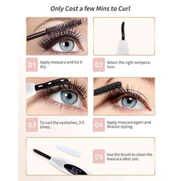 Heated Eyelash Curlers Lash Curler：Electric Eyelash Curlers, Rechargeable Lash Curler with Eyelash Comb for Quick Natural Curling Makeup Natural Curling Eye Lashes and 24 Hours Long Lasting