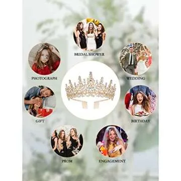 CURASA Gold Tiara and Crowns for Women Crystal Queen Crown, Wedding Tiaras for Bride Princess Crown for Little Girls Headpiece for Bridal Birthday Party Prom Halloween Pageant