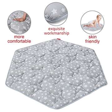 Hexagon Playpen Mat, Baby Playmat Fits Regalo Portable Play Yard 48 Inch and hiccapop 53" PlayPod Playpen, 6 Panel Playpen Mattress Non Slip Pad Mat