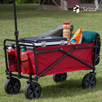 Seina Heavy Duty Folding Utility Cart with Rubber Wheels
