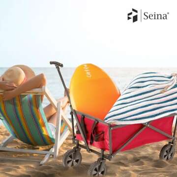 Seina Heavy Duty Folding Utility Cart with Rubber Wheels